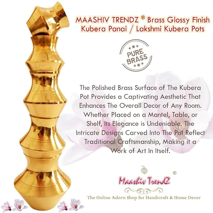 MAASHIV TRENDZ Brass Glossy Finish Kubera Panai/Lakshmi Kubera Pot | Gubera Panai/Lakshmi Kubera