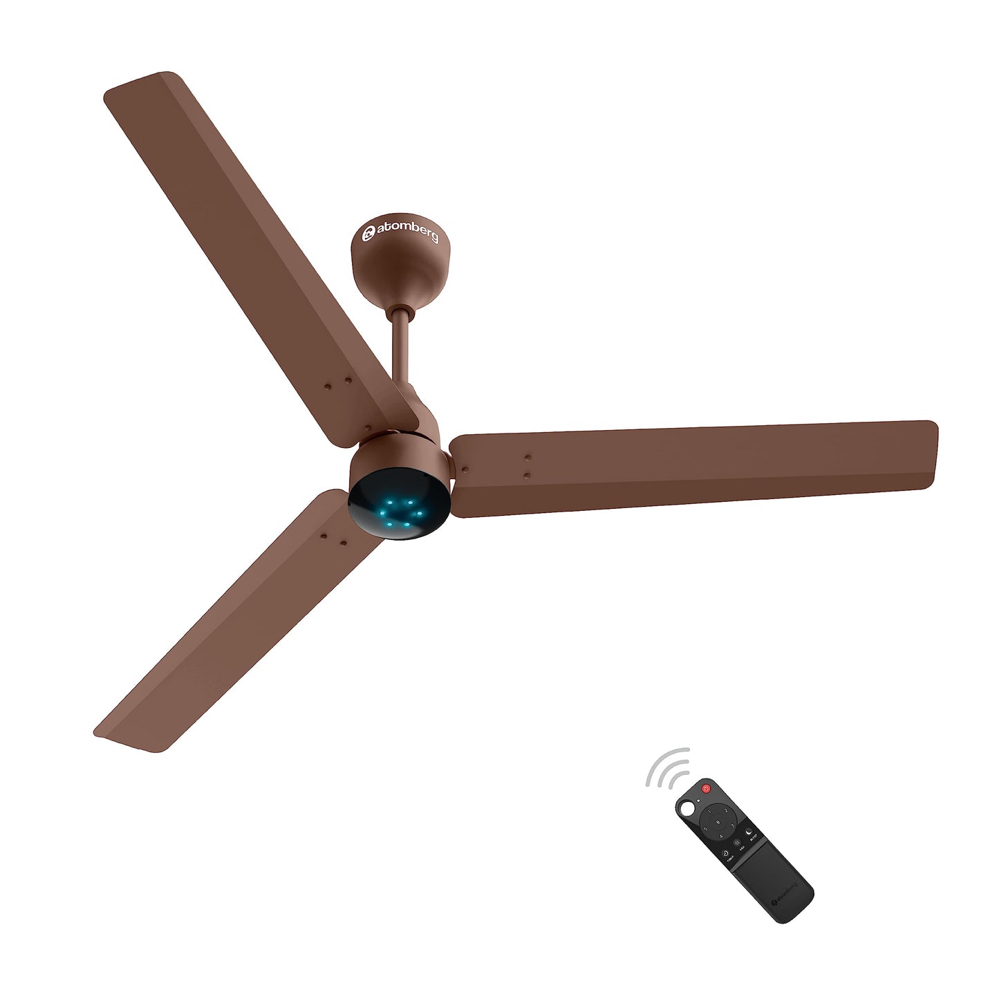 atomberg Renesa 1200mm BLDC Ceiling Fan with Remote Control | BEE 5 star Rated Energy Efficient Ceiling Fan | High Air Delivery with LED Indicators | 3 Year Warranty (Brown & Black)