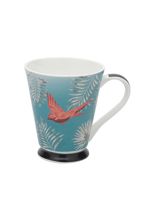 Clay Craft Bute Series Printed Design Ceramic Mug (Blue, Medium, 330ml, CC MM1 BUTE BU408)