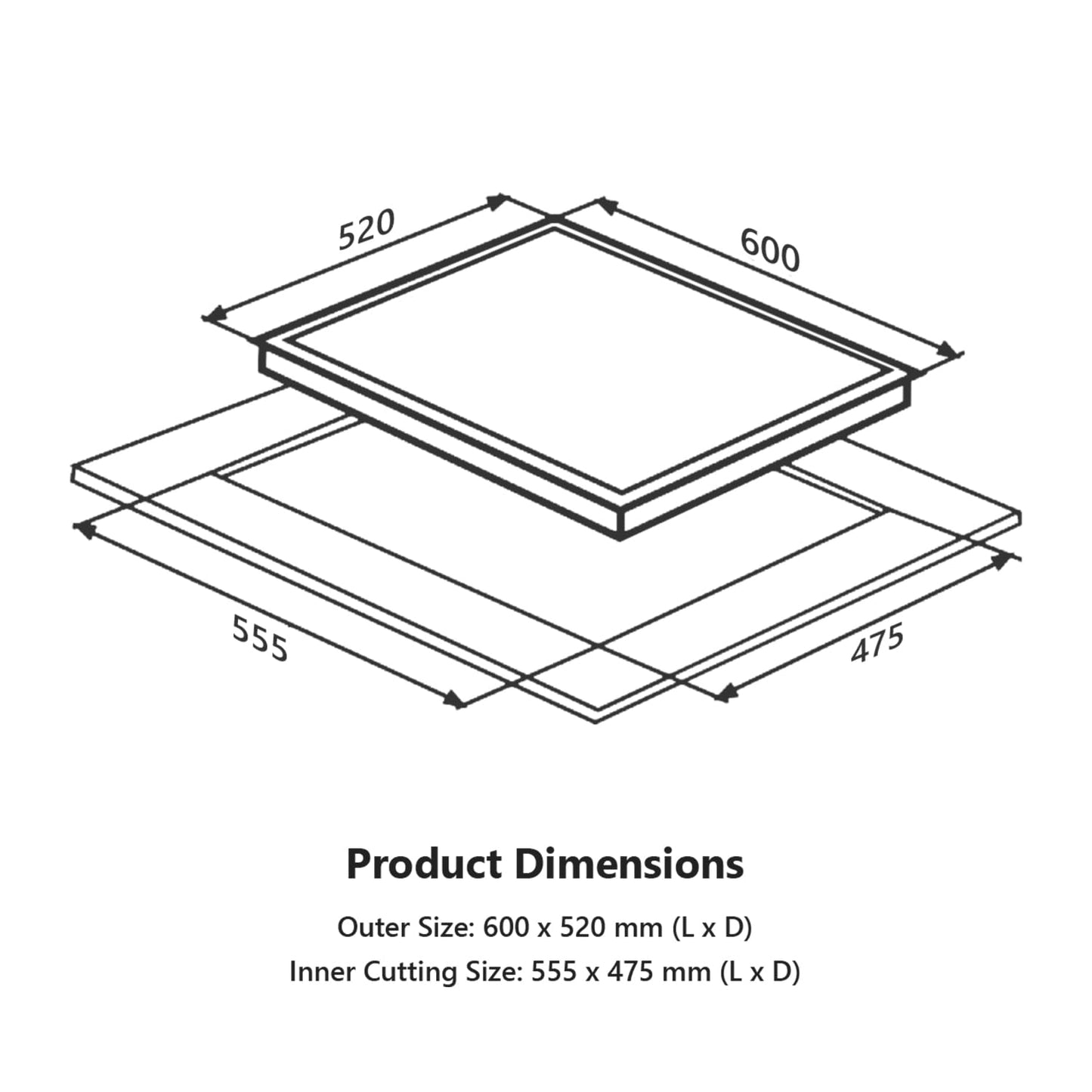 KAFF | ASHFORD Built-in Hob 4 Burners | Auto Electric Ignition Glass Top, 60 CM | Full Brass Burners with Flame Failure Device | 8 MM Thick Toughened Glass Black | ASF604