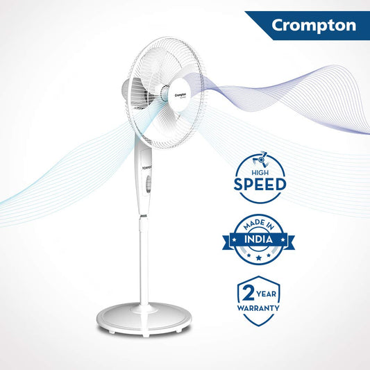 Crompton HighSpeed Torpedo 400 mm Pedestal Fan(KD White)