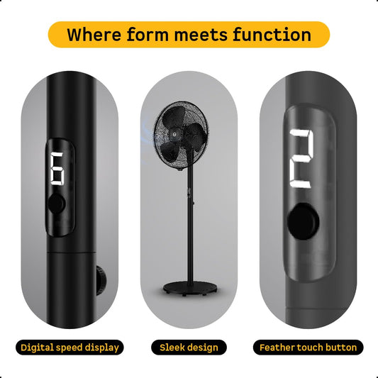 atomberg Renesa 400mm Pedestal Fan | 5-star rated | Ideal for Home & Office | Silent BLDC Stand Fan | 6 Speeds | 35W | Remote with Oscillation, Timer, Sleep | 2 Years Warranty (Midnight Black)