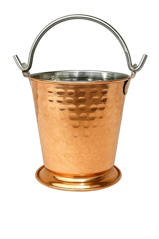 Dynore Stainless Steel Copper Hammered Plated Serving Bucket/Balti for Serveware & Tableware for Home/Hotel and Restaurants - Set of 2