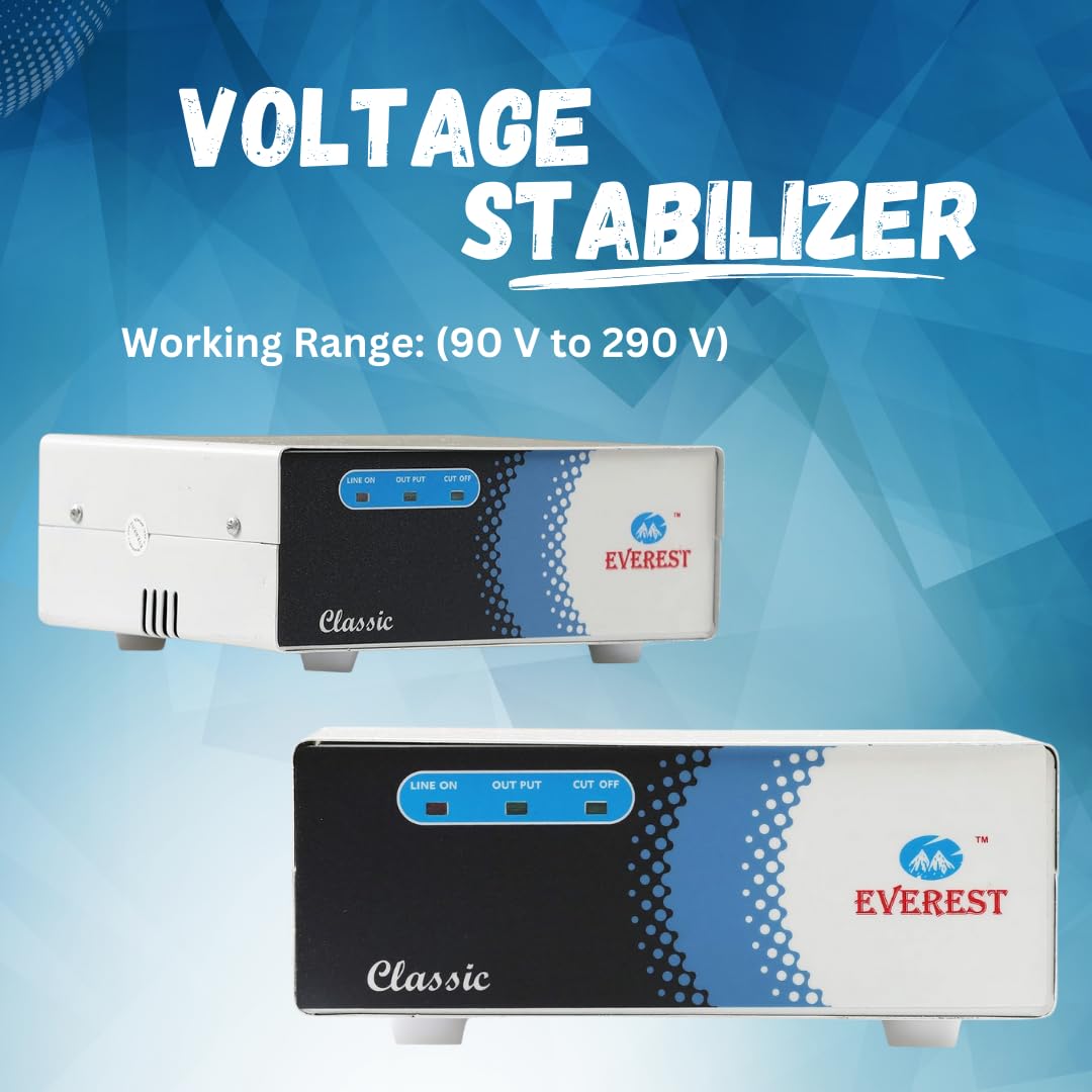 Everest ECC 100-N LED New Model Metal Body Voltage Stabilizer Used up to 72 Inches LED/Smart TV,Home Theater, Set Top Box, Blu-Ray Player (Working Range : 90 V to 290 V),White