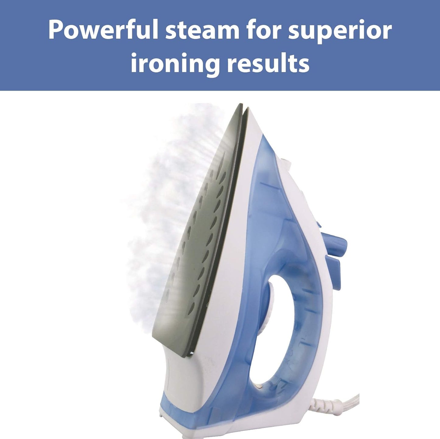 USHA Steam Pro SI 3713, 1300 W Steam Iron, Powerful Steam Output Up to 18 G/Min, Non-Stick Soleplate (White & Blue), 1300 Watts (Pack of 2)