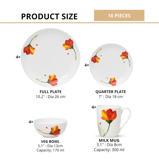 Clay Craft Fine Ceramic Eco Dinner Set, Enchanting Gold, for Family of 4, Dinner Set Ceramic, Crockery Set, Dining Set for Dinner, Crockery Set for Gift, Kitchen Set (ECO3, 16 Pieces)