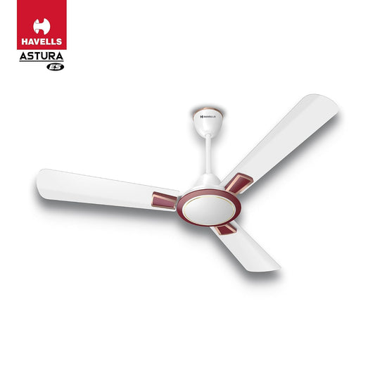 Havells 1200mm Astura Energy Saving Ceiling Fan (White Maroon, Pack of 2)