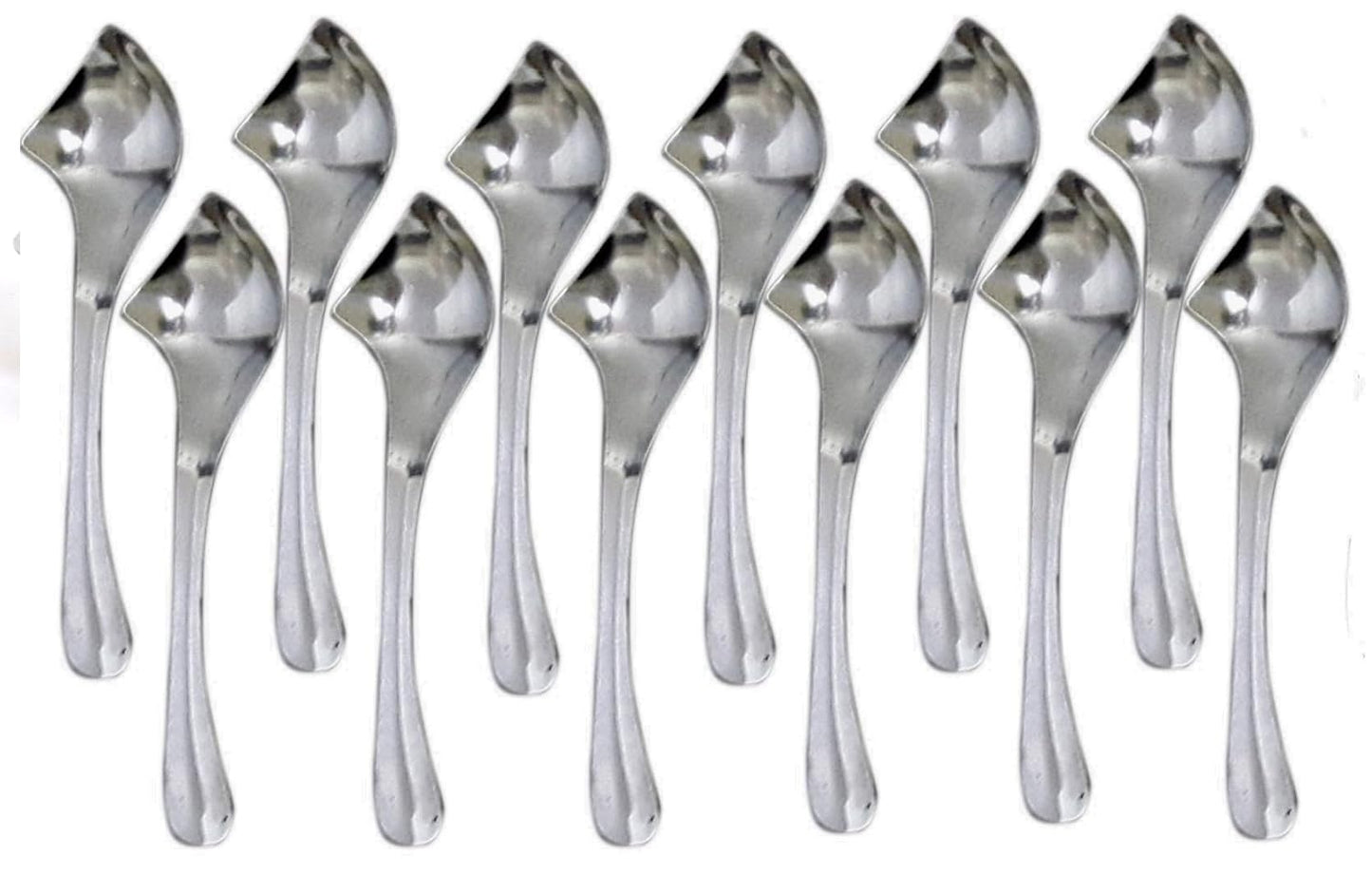 Dynore Set of 12 Classic Side Cut Dessert Spoons (Stainless Steel)