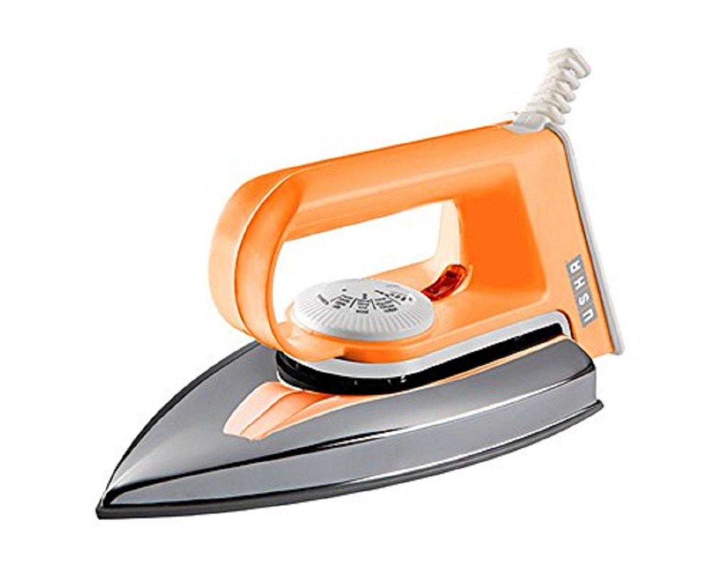 Usha 2102 1000Watt Dry Iron with Shock Proof Plastic Body | Non Stick Soleplate for Longer Durability | Thermal Safety Fuse | 180° Swivel Cord | 2 Years Warranty | (Orange)