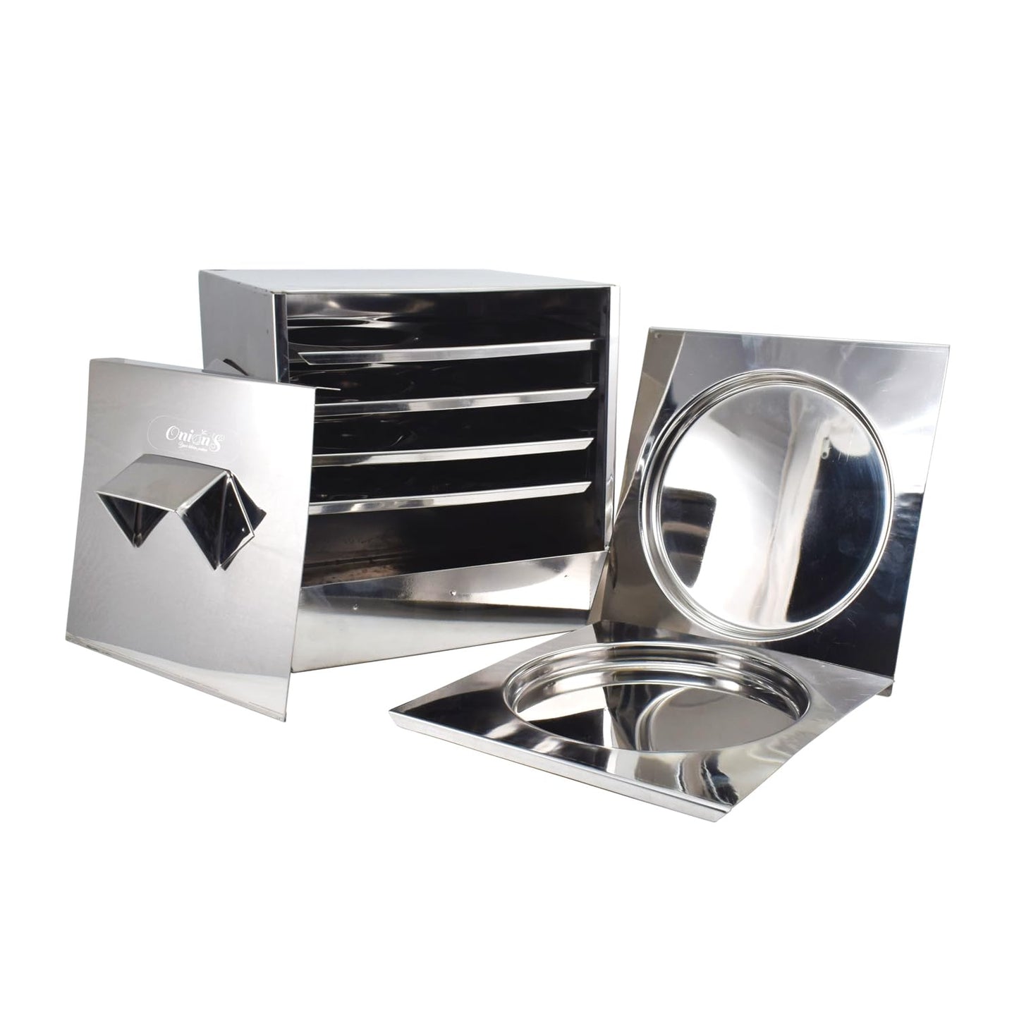 Onions Stainless Steel Cauka/Square/Cubic Idly cooker 4 plates with16 idli- Gas stove and Induction Stove Compactible, 1.5 liter, Silver