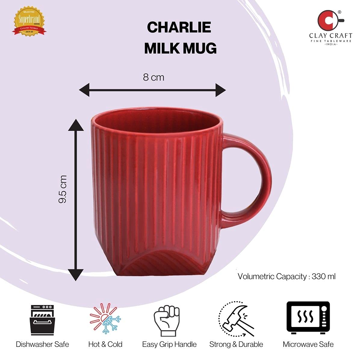 Clay Craft - Charlie Milk Mug, 1-Piece, 300ml, Crème CH3, multicolor, standard