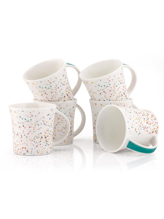 Clay Craft Fine Ceramic Tea/Coffee Cup Set of 6-200 ml Each (Jackson Hilton 350), Tea Cup Set of 6, Microwave & Dishwasher Safe, Mugs for Coffee, Cups Set of 6, Mug Set, Gift Set, Ideal for Gifting