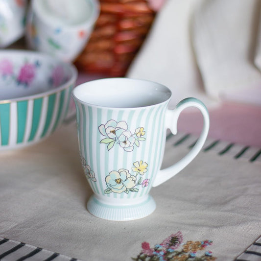 Magique by The Wishing Chair x ClayCraft : Stripe Happy Days Ceramic Coffee Mug 300ml | Fine China Milk Tea Cup | Microwave & Dishwasher Safe | Elegant Mug for Home Office Gifting