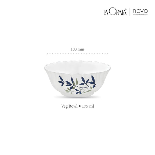 La Opala Novo Collection Opal Glass Crockery | Vegetable Bowl Set of 6 | Silken Charm Design | Bowls for dal & Condiments | Microwave Safe | 100% Vegetarian | Extra Strong | Super Light & White