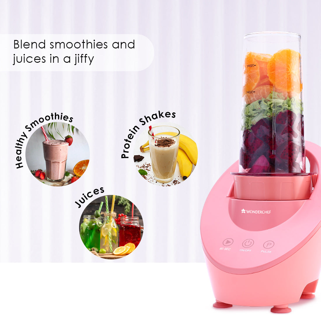 Magneto Blender | Smoothie & Juice Maker | World’s Safest with Magnetic Induction Tech | Variable Speed | Automatic with 60-sec auto-stop | Portable with Sipper Jar | 2-Year Warranty