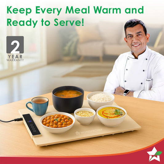 WonderMat Food Warming Mat, Food-Grade Silicone, for Warming Cast-iron/Stainless-steel/Ceramic/Glass/Enamelware, Warms Soup Bowls, Lunch Boxes, Baby Food, Beverages, Rollable, 2-Yr Warranty