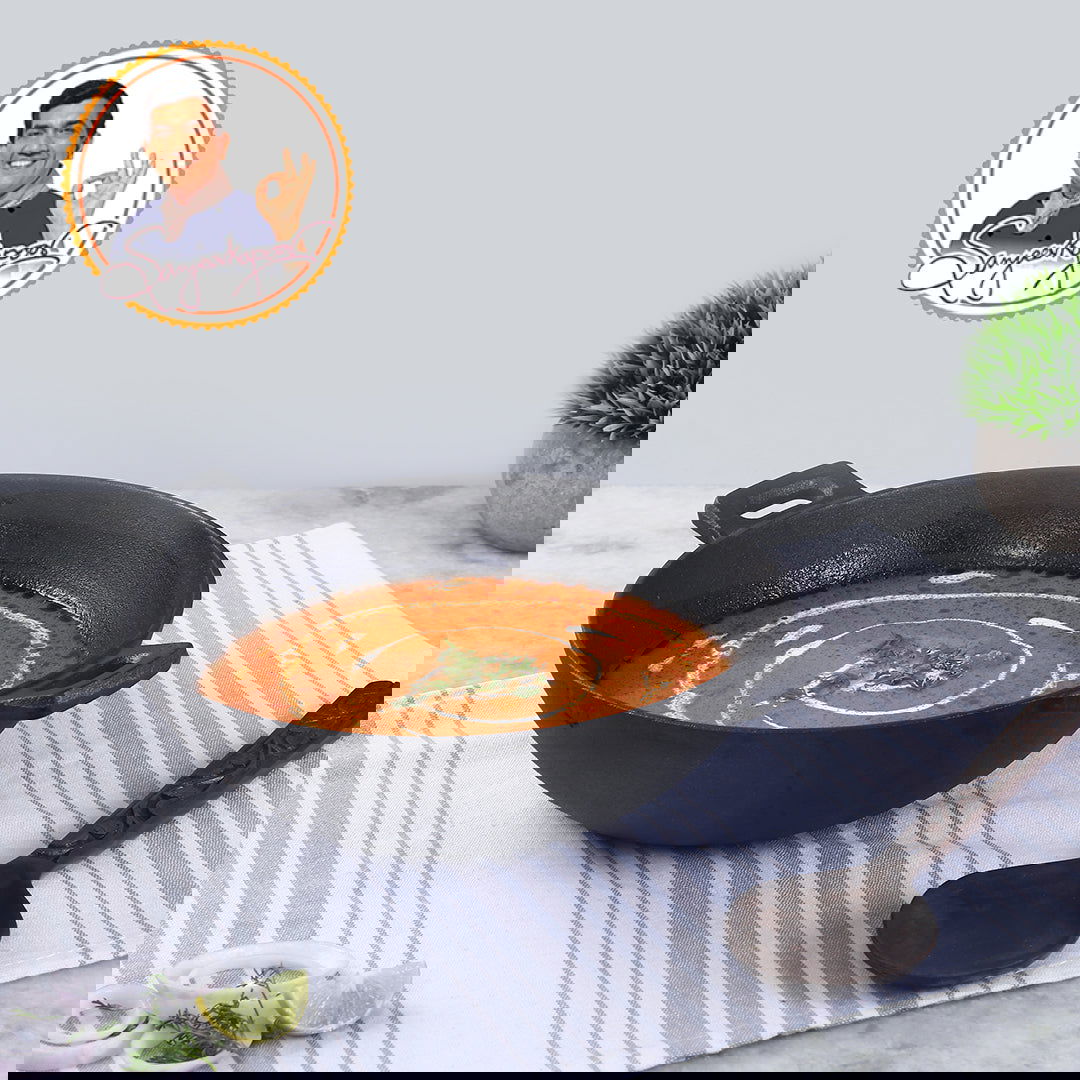 Forza 24 cm Cast-iron Kadhai, Pre-Seasoned Cookware, Induction Friendly, 1.9L, 3.8mm