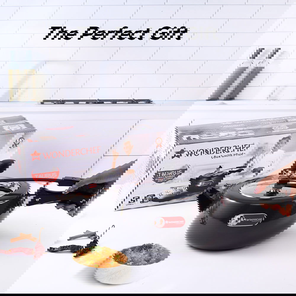 Taurus Hard Anodized 5L Inner Lid Pressure Cooker, SS Lid, Cool Touch Handles for Durability, Induction Friendly, Black, 5 year warranty, ISI Certified