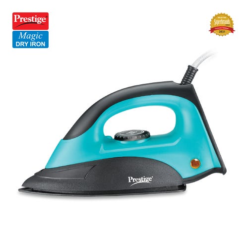 Prestige PDI 07 Magic Dry Iron 1000W with Greblon Coated Sole Plate (Blue, Black)