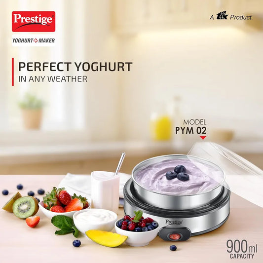 Prestige Electric Yoghurt Maker with Storage Lid| Stainless Steel Inner Pot| Low Energy Consumption| 360 Degree Uniform Heating| PYM 02