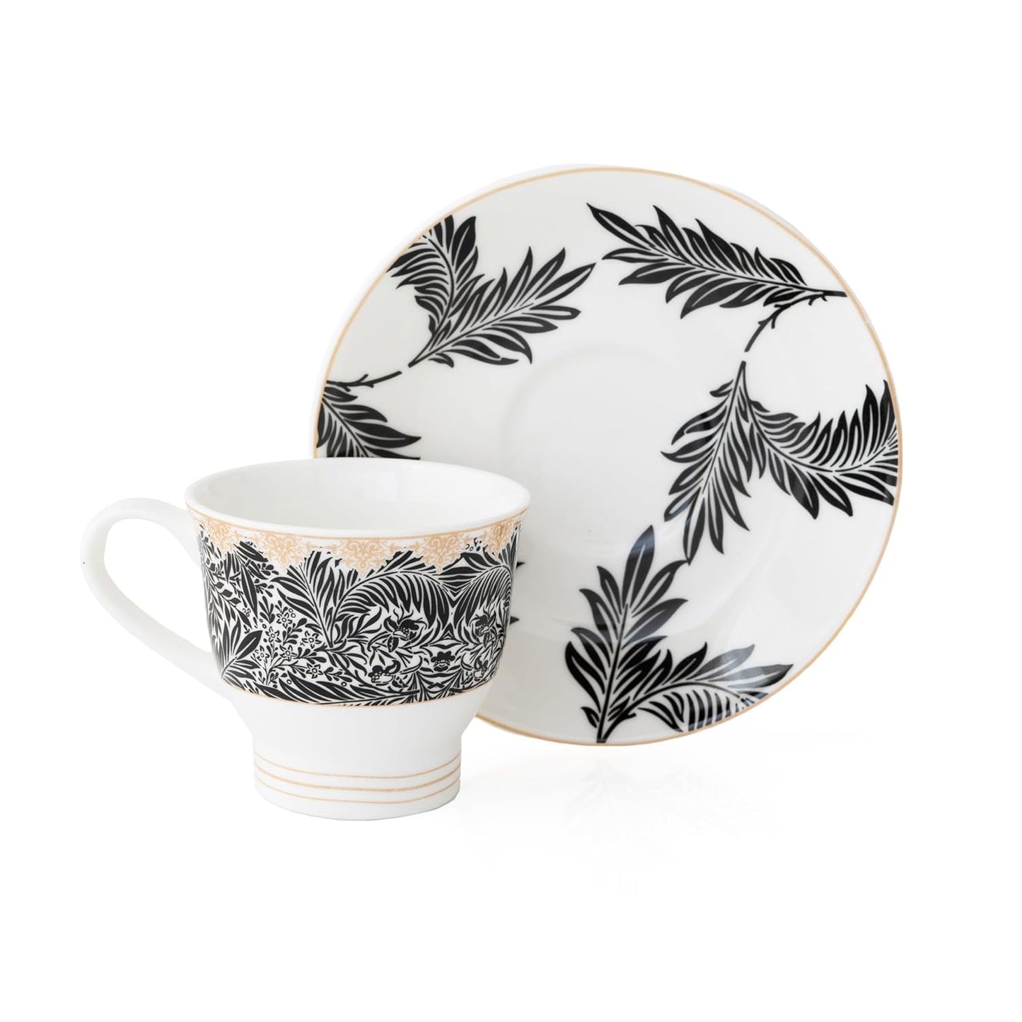 Clay Craft Fine Ceramic Tea Set of 15-1 Tea Pot with Lid +6 Cups+6 Saucers +1 Milk Pot + 1 Sugar Pot (Classic Super S311)