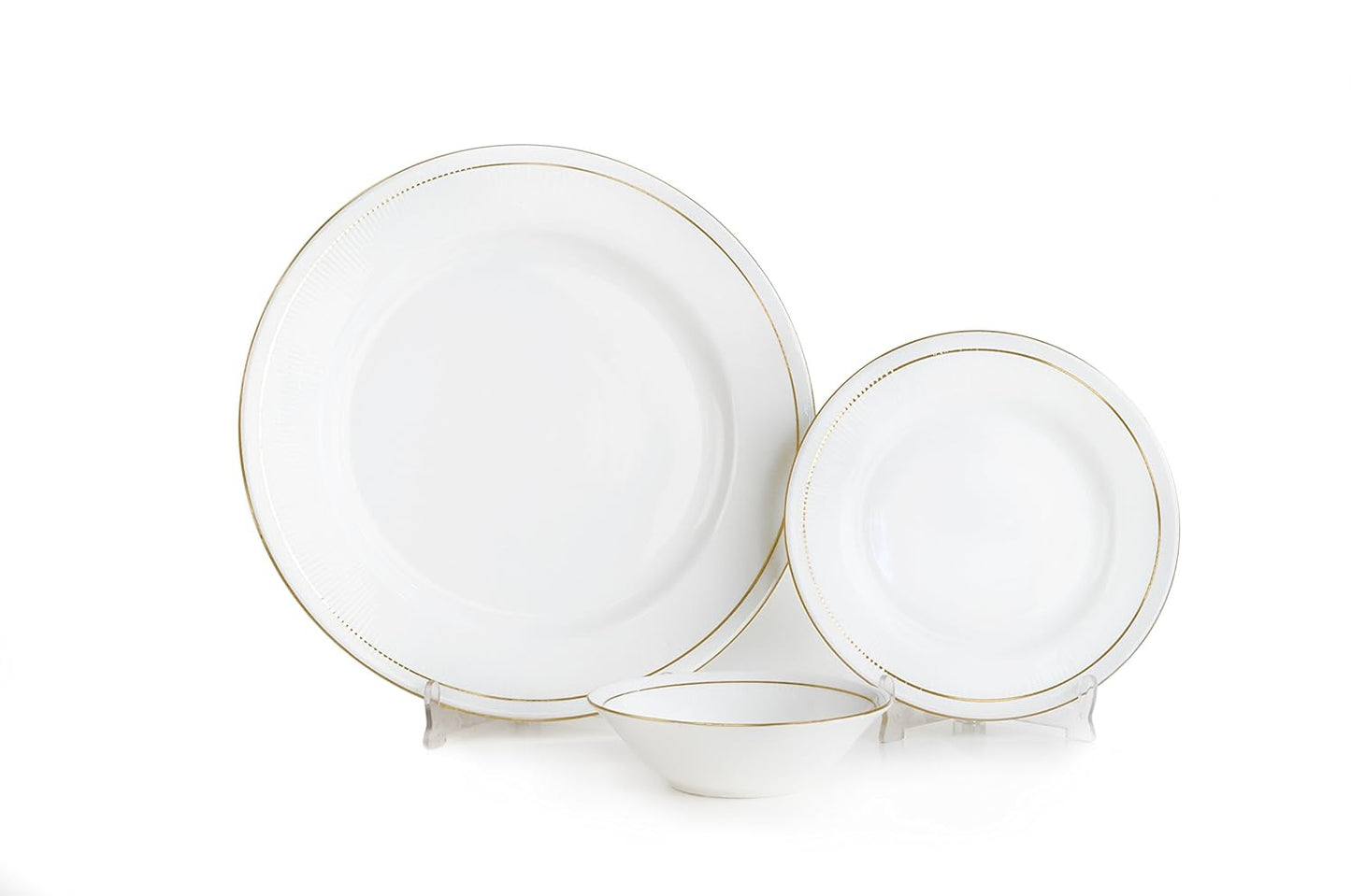 Clay Craft Mona Goldline Ceramic Dinner Set, 18-Pieces, White, Solid