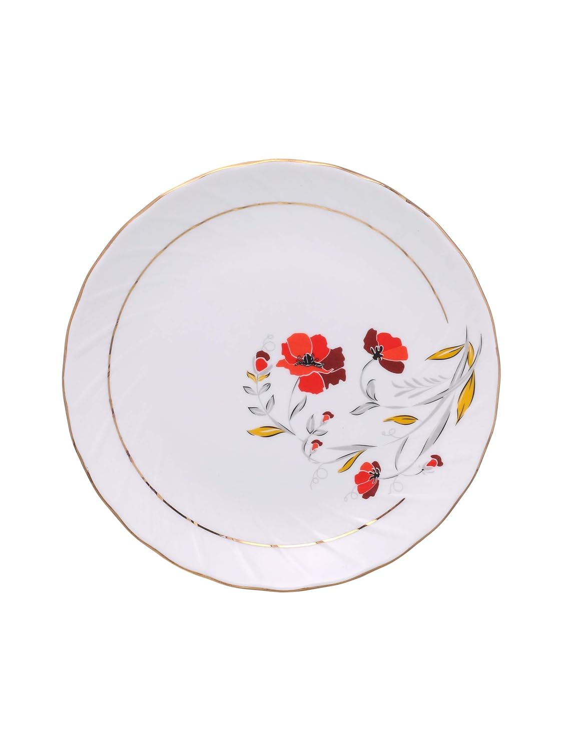 Clay Craft Fine Quality Ceramic Printed Dinner Set 18 Pieces Set, White, (MW-159), For Family of 6, Dinner Set Ceramic, Crockery Set, Dining Set for Dinner, Plates and Bowls Set, Crockery Set for Gift