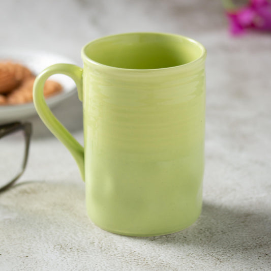 Clay Craft Fine Ceramic YOLO Solid Self Design Milk/Coffee Mugs - 340 ml (Pink, 1 Piece)