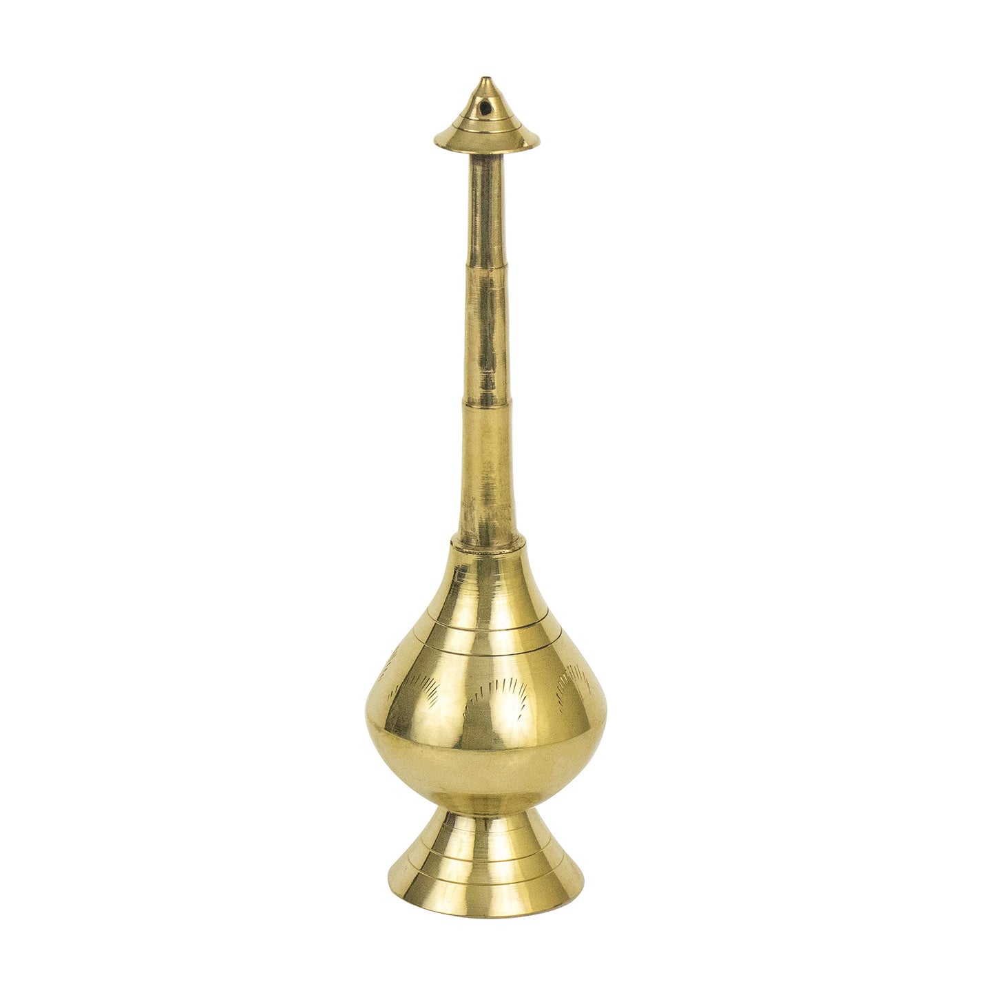 Brass Sprinkler Bottle for Holy Water, Gangajal and Perfume Gulab Pash Rose Water Paneer Sombu – (large, 11 Inch)