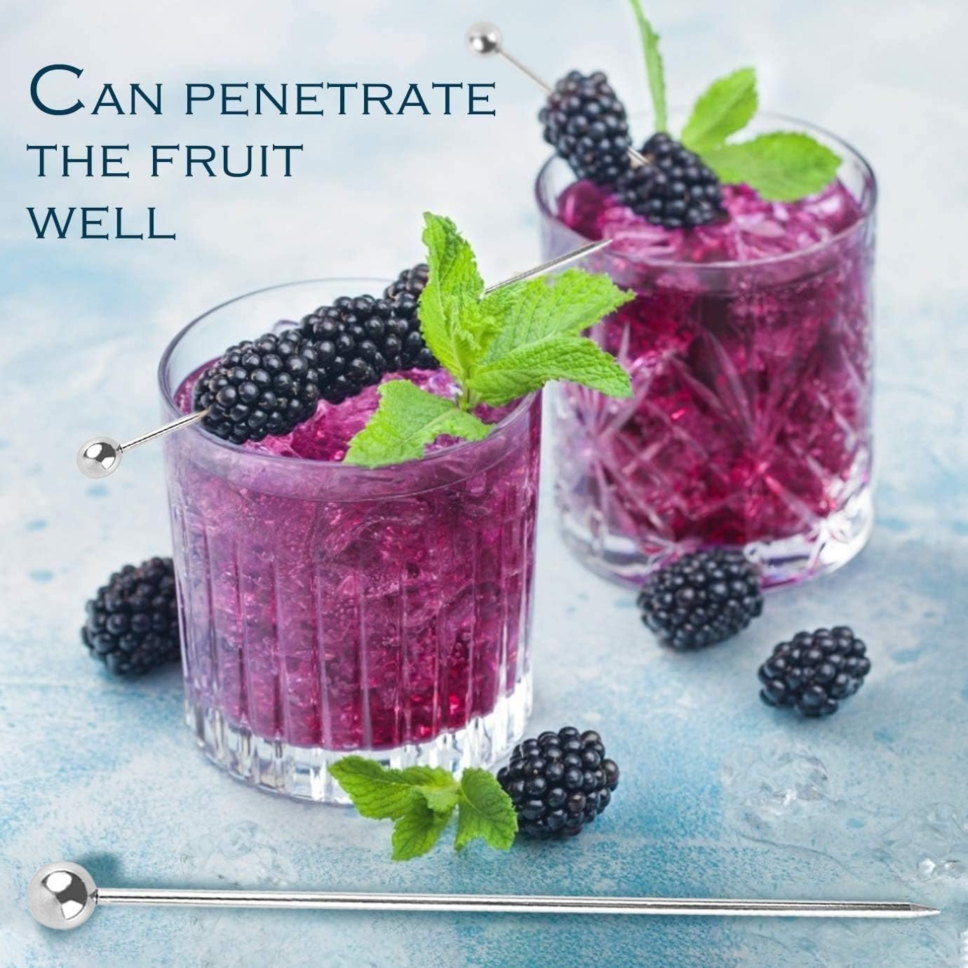 Dynore Stainless Steel 2 Pcs Cocktail Picks Fruit Stick Toothpicks for Cocktails Barbecue Snacks and Fruit Cojines