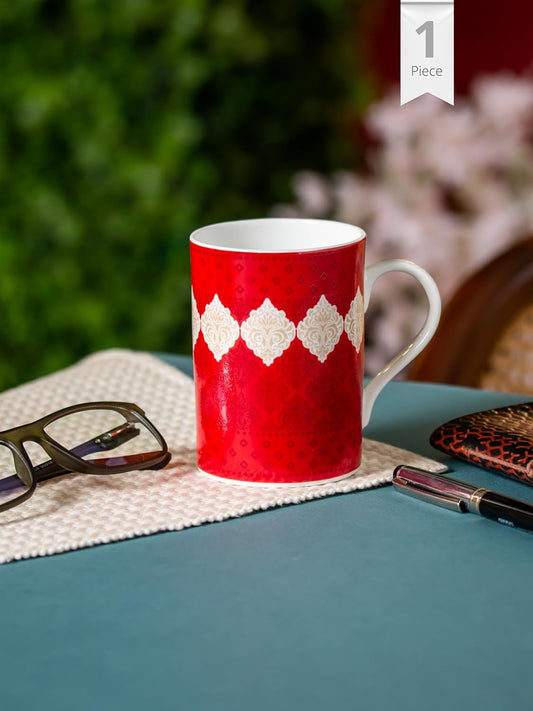 Clay Craft Fine Ceramic Printed Pride Milk/Coffee Mug 300 ml, Mugs for Coffee, Tea Mugs, Mugs for Gift, Ceramic Tea Cups, Reusable, Dishwasher, Freezer & Microwave Safe Mugs (Red, Set of 1)