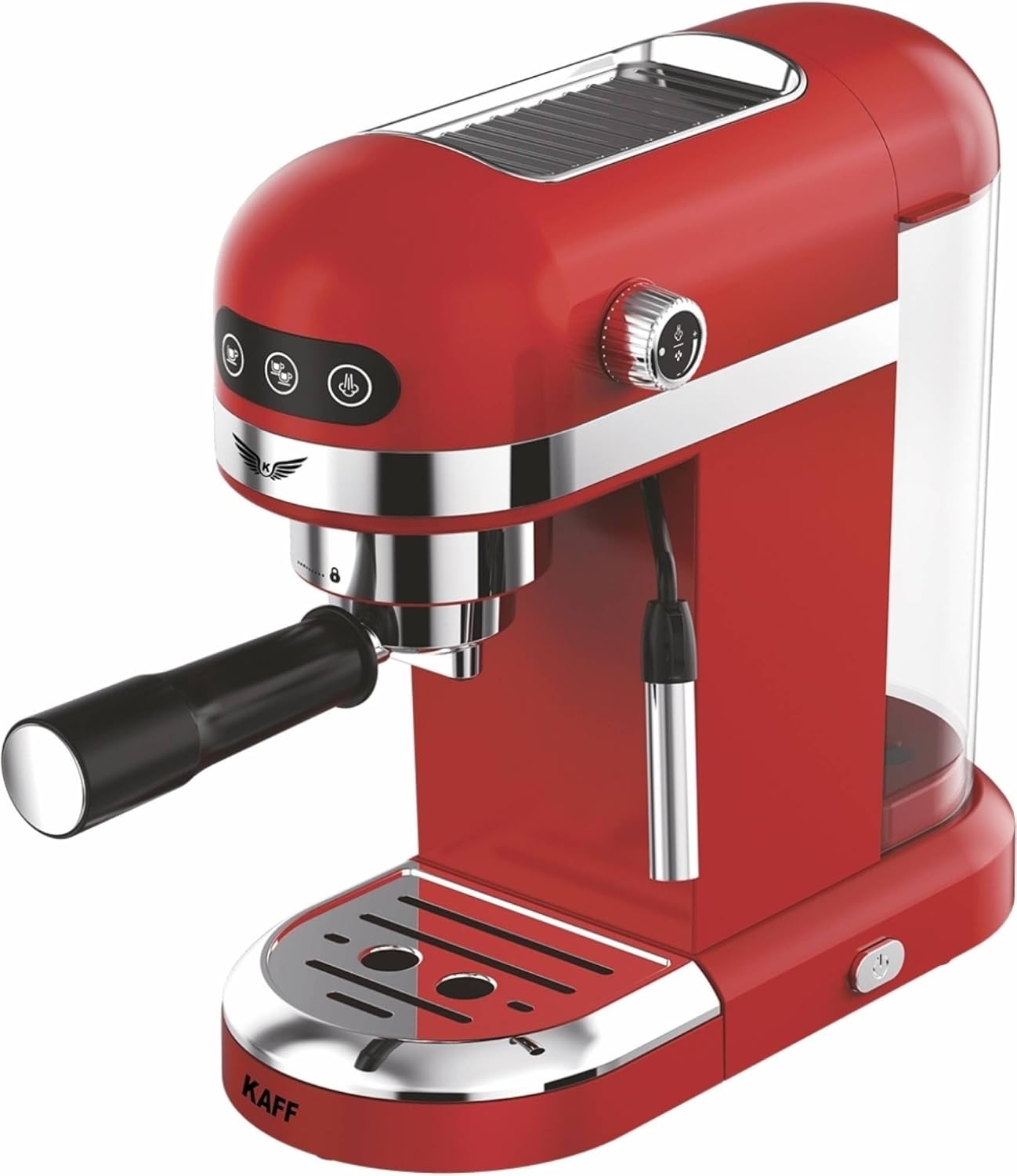KAFF Fontana 1350 Watts Espresso Coffee Maker, 19 Bar High Pressure Pump, Steam Espresso Coffee, Detachable Frothing Nozzle Coffee Machine For Home (Red)