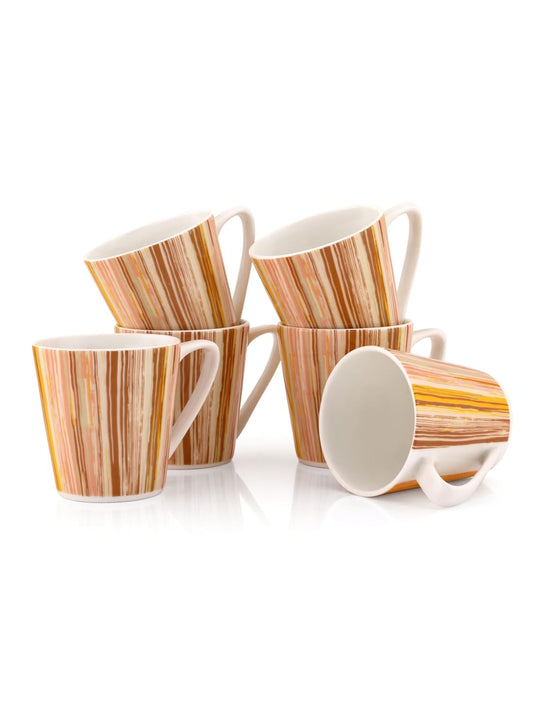 Clay Craft Fine Ceramic Hilton 308 Printed Coffee/Tea Cups Set of 6-200 ml Each, Tea Cup Set of 6, Microwave & Dishwasher Safe, Mugs for Coffee, Cups Set of 6, Mug Set, Gift Set, Ideal for Gifting