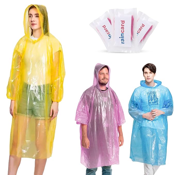 Robustt Poncho Rain Card for Men and Women - Multicolor (Pack of 1) | Emergency Raincoat with Hood | One Size Fits All | Rain and Water Protection