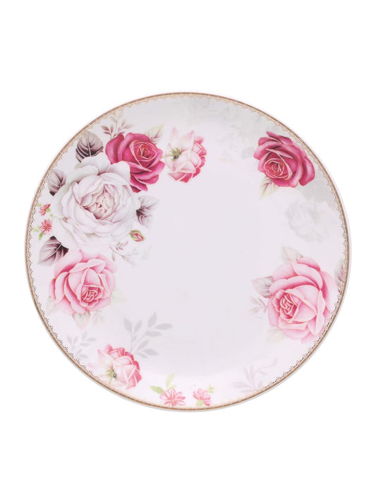 Clay Craft - Urmi Dinner Set of 18 Pieces, Rose Garden 22k Gold, for Family of 6, Dinner Set Ceramic, Crockery Set, Dining Set for Dinner, Plates and Bowls Set, Crockery Set for Gift