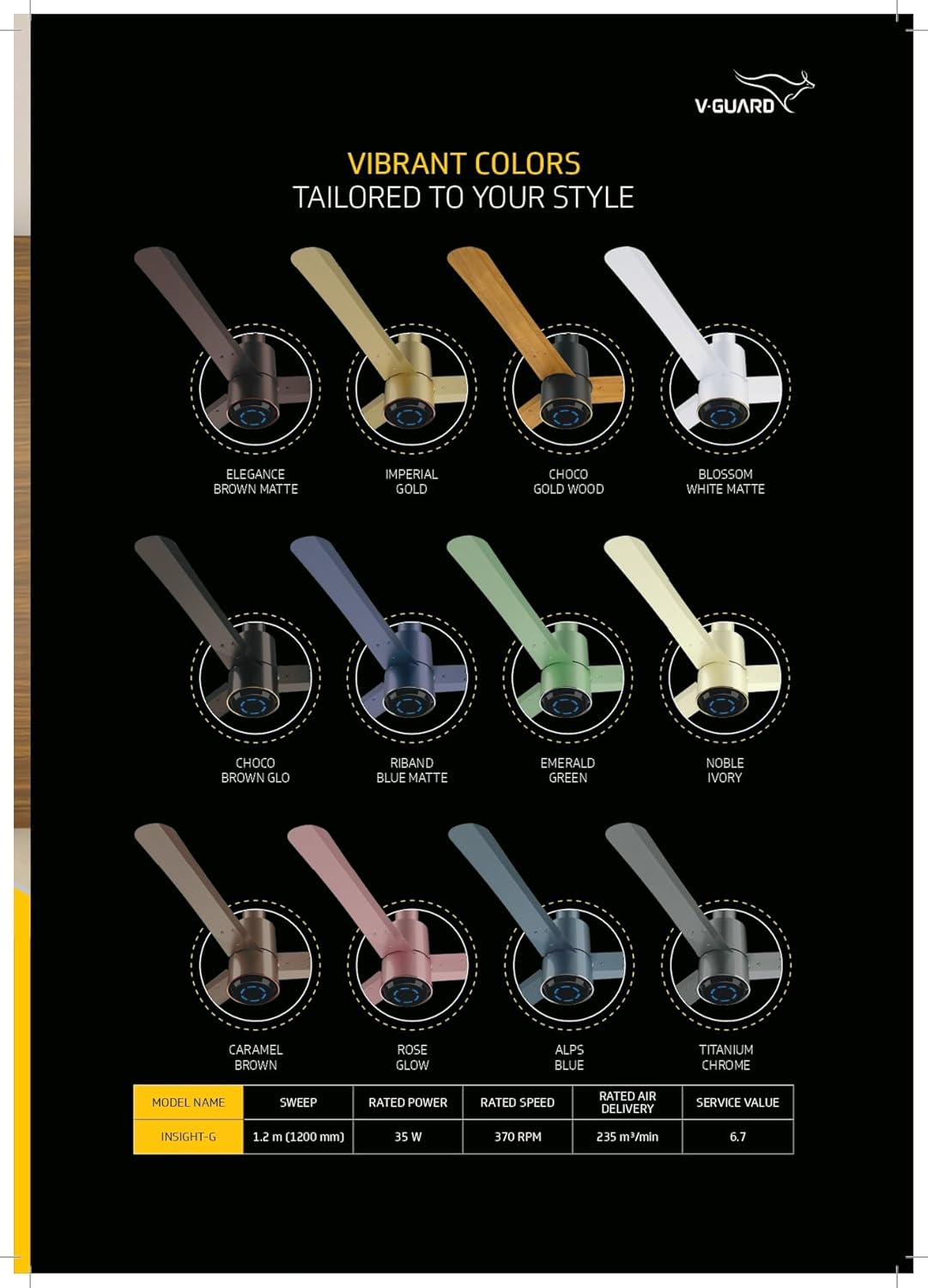 V-GUARD INSIGHT-G Electric BLDC Ceiling Fan premium decorative, Titanium Chrome