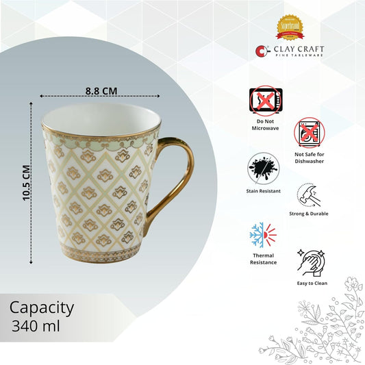 Clay Craft Fine Ceramic ZING-Ebony-Milk Mug, 1 PIECE-340 ml, Perfect for Afternoon Tea, Gifts, and Home Décor, Elegant Ceramic Milk Mug, Modern Milk Mug