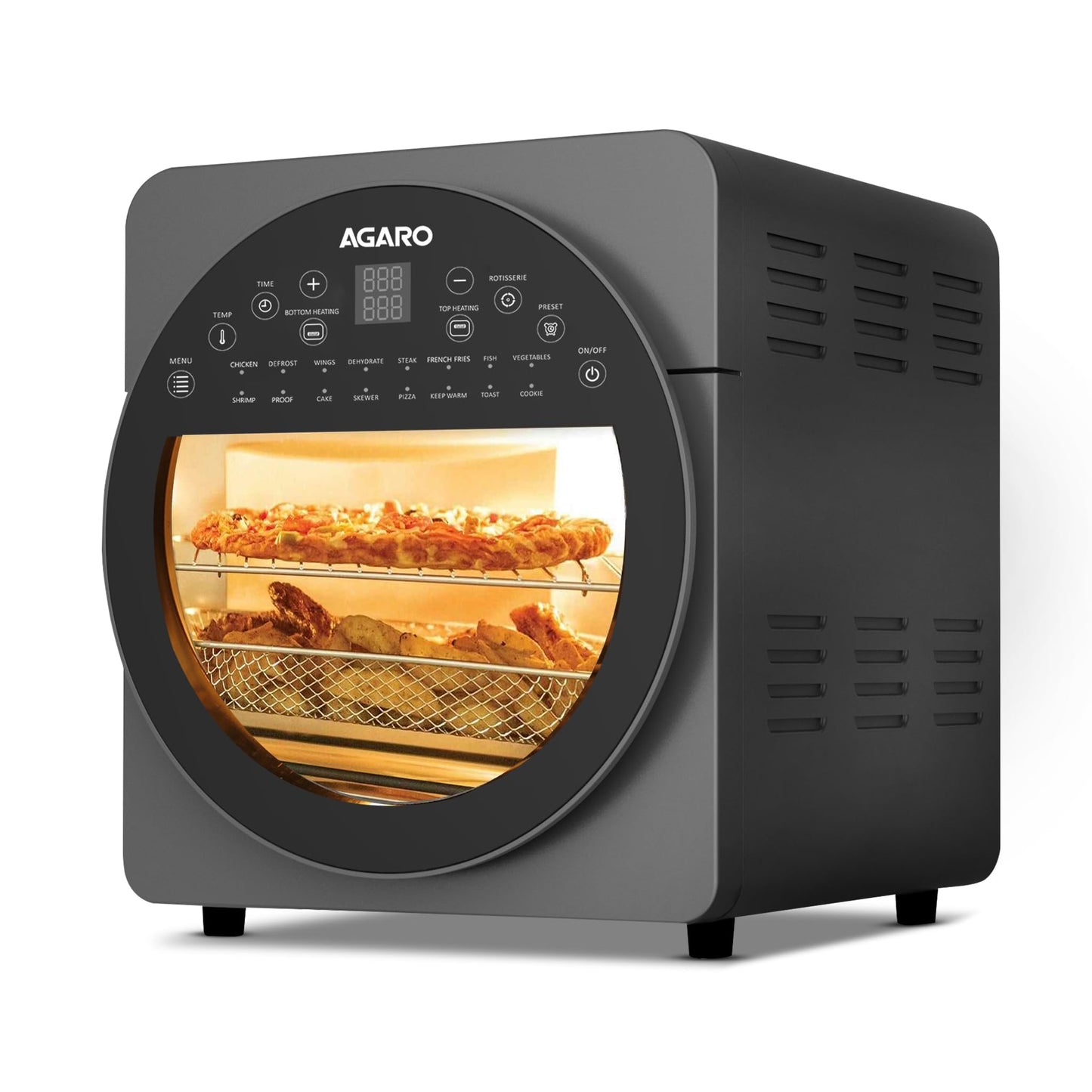 AGARO Elegant Air Fryer, 6.5L, 12 Preset Cooking Modes, 360 Degrees Air Circulation With Variable Temperature Settings, Frying, Grilling, Toasting, Roasting, 1800W, Black.