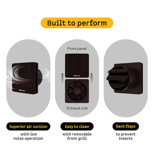 atomberg Studio Exhaust 6 Inches | Suitable for Bathroom, Kitchen | BLDC Motor | Easy to Clean | 2 Year Warranty (Gloss Brown)