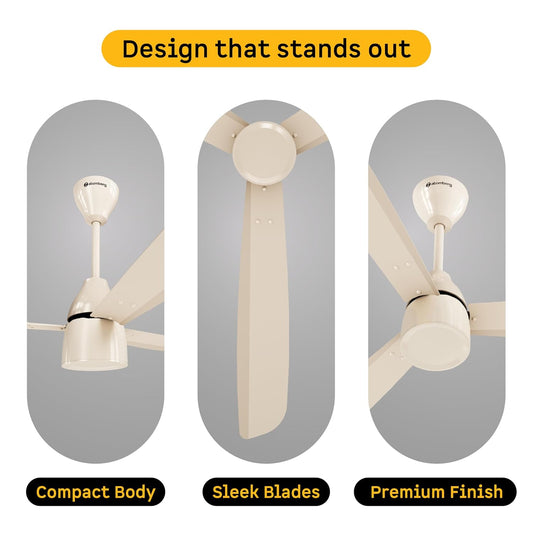 atomberg Renesa Prime 1200mm BLDC Ceiling Fan | Compatible with Step Regulator | BEE 5 star | High Air Delivery | Low Noise | Sleek Design | Power Saving | 3 Year Warranty |Seasand Ivory