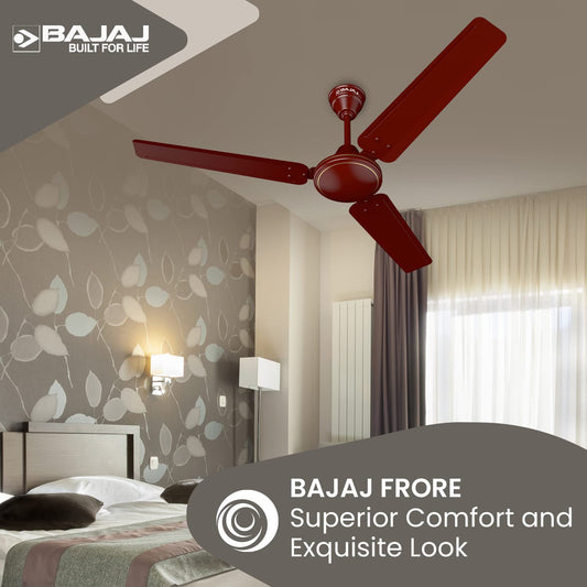 Bajaj Frore Turbo1200 MM (48") 1 Star Rated Ceiling Fans For Home | BEE Star Rated Energy Efficient Ceiling Fan | Rust Free Coating For Long Life | High Air Delivery | 2-Yr Warranty 【Brown】
