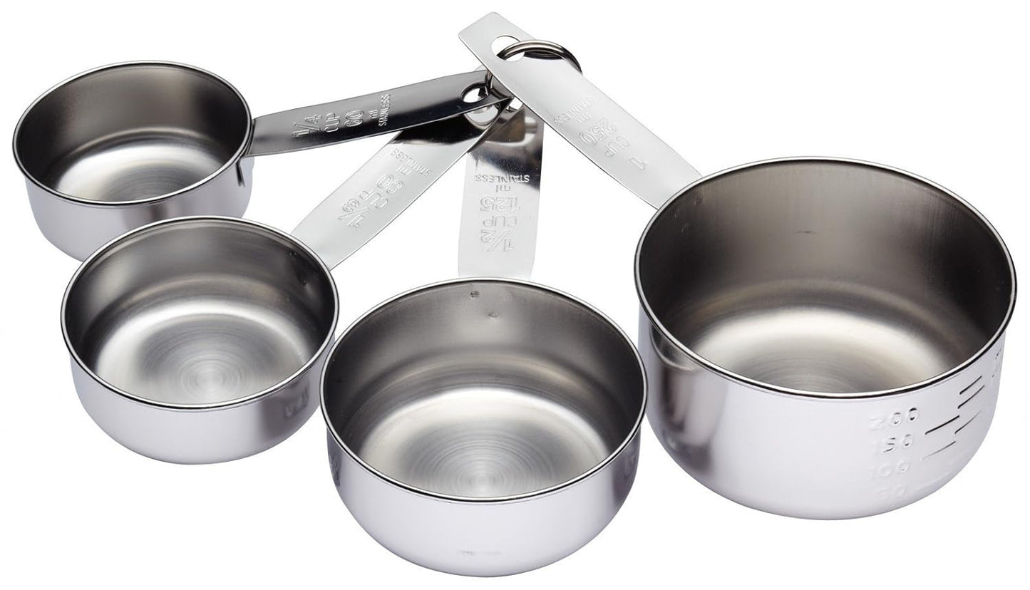 Dynore Stainless Steel Measuring Cups Essential Kitchen Gadgets for Versatile Set for Dry or Liquid Ingredients with Handles - Set of 4