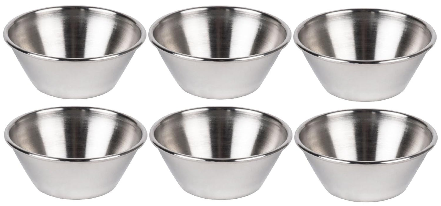 Dynore Stainless Steel Set of 6 Sauce Cup - 60 ml Each 6 x 6 x 3.5 cm