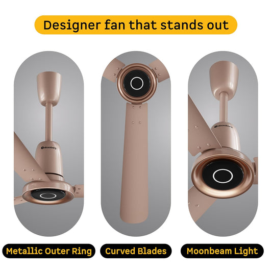 atomberg Studio Nexus Smart 1200mm BLDC Ceiling Fan with IoT & Remote Control | BEE 5-star | New Blade Design | High Air Delivery with Moonbeam Light | Low noise | 5 Year Warranty| Rose Gold