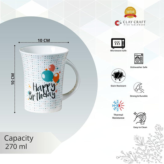 Clay Craft Fine Ceramic Muddy Milk Mug, Pack of 1, 270Ml, Perfect for Afternoon Tea, Gifts, and Home Decor, Elegant Ceramic Mugs, Modern Milk Mugs, Coffee Mugs, Milk and Coffee Mug