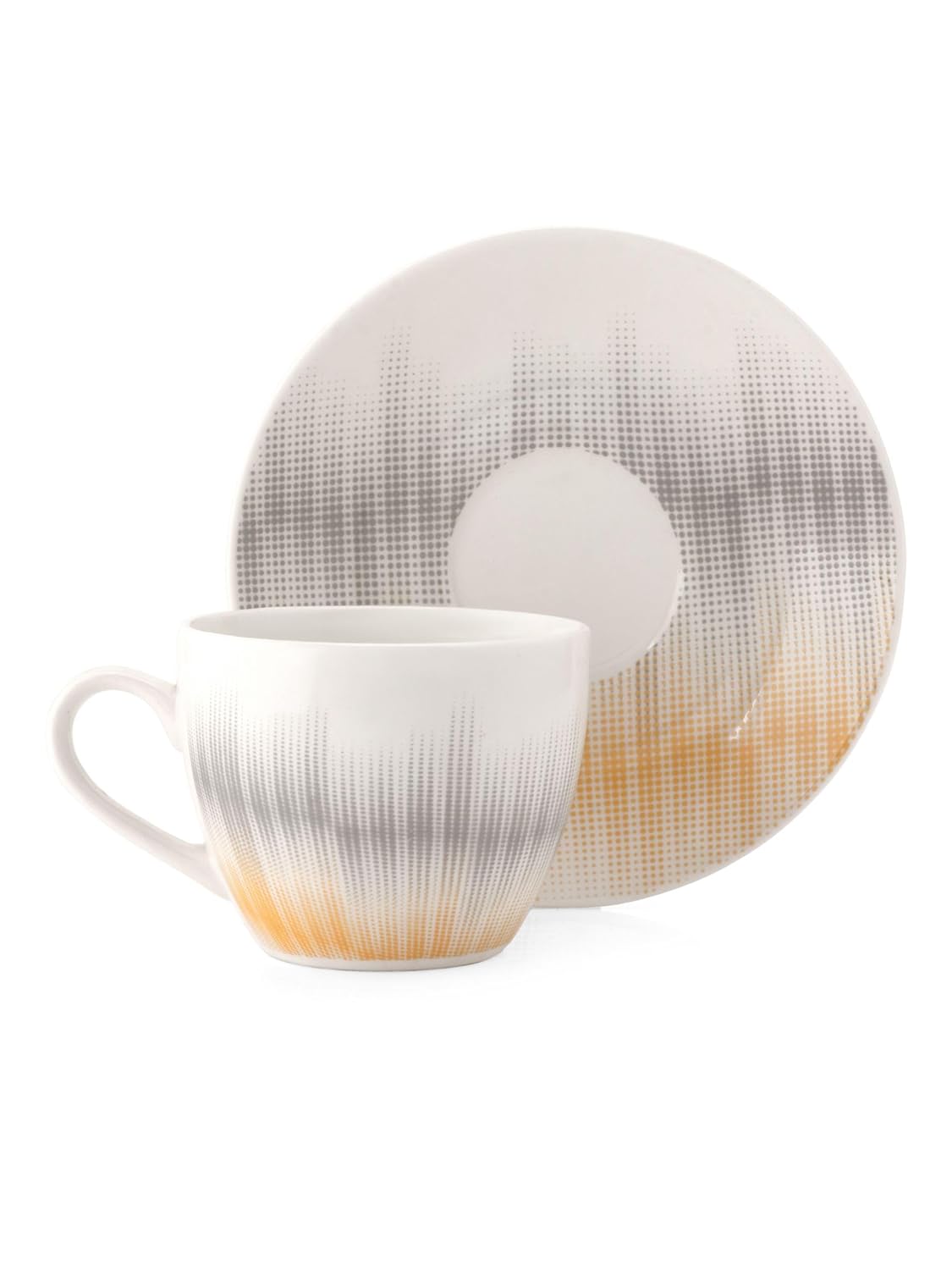 Clay Craft Fine Ceramic Cream Cup & Saucer Set of 12 (6 Cups + 6 Saucers) - 180 ml Each