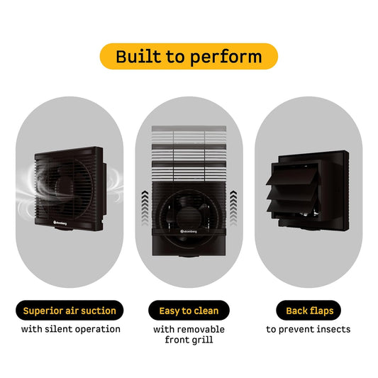 atomberg Efficio Exhaust 8 Inches | Suitable for Bathroom, Kitchen | BLDC Motor | Easy to Clean | 2 Year Warranty (Brown)