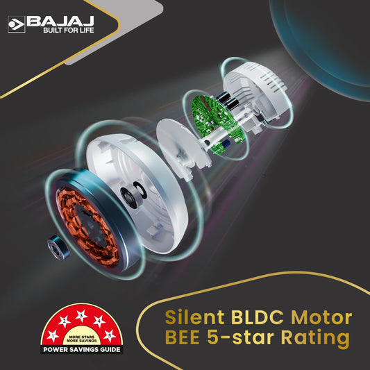 Bajaj Classico Sleek Wood 1200MM (48") BLDC Ceiling Fans For Home | BEE 5 Star Rated Energy Efficient Ceiling Fan | Sleek Compact Design | Wooden Finish | RF Remote | 2-Yr Warranty 【Walnut Wood】