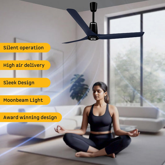 atomberg Aris Contour Smart 1200mm Voice Controlled BLDC Ceiling Fan with Remote | BEE 5 star | Best-in-class Air Flow | Silent Operation| Designer Fan | Free Installation | 5 Year Warranty |Ritz Blue