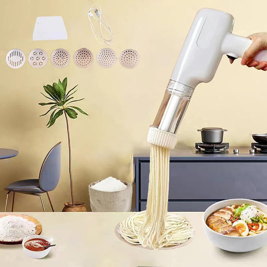 Handheld Electric Pasta Maker, Pasta Roller Machine 6 in 1 Cordless Pasta Machine, Portable Noodle Maker, Ramen Noodle Maker Homemade Spaghetti Maker Machine, Automatic Noodle Press